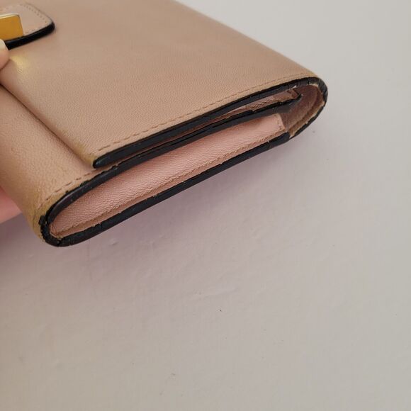 Chloe Leather Envelope Wallet Light Blush Pink Large Boho Bow Cute Clutch Long - Picture 9 of 12